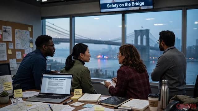 Cảnh sát New York bắn chết người đàn ông cầm dao trên cáp cầu Brooklyn sau một giờ thương thuyết